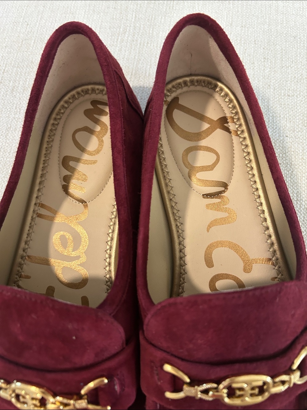 Sam Edelman Loraine loafers, deep burgundy suede, Gold Horse bit, Size 10.5, NWO - Picture 5 of 7